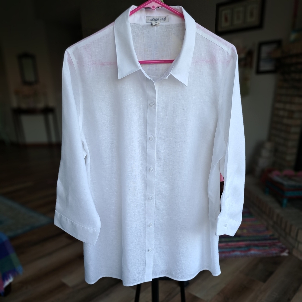 EUC Coldwater Creek Easy-Care Linen Big Shirt, size PL